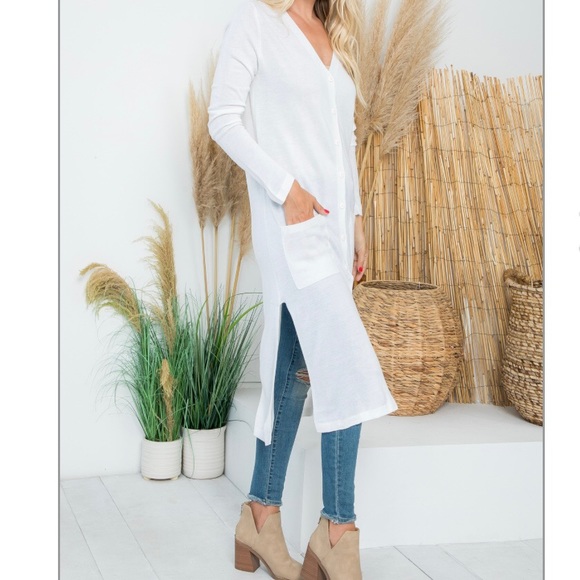 NWT Ivory Longline Button Front Cardigan - Picture 2 of 11